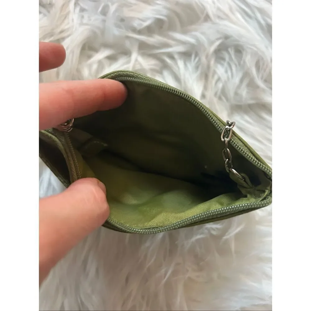 Fossil green clutch with zipper small vintage like style Y2K